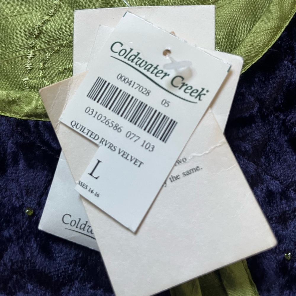 NWT Coldwater Creek Reversible Quilted Beads Embellished Silk Purple Large - Picture 12 of 16